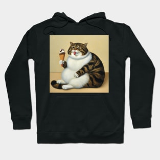 Chonky cat eating ice cream Hoodie